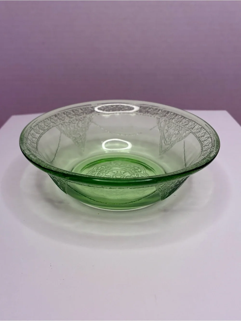 Vintage Uranium Green Federal Georgian Lovebirds Small Berry And Dessert Bowl